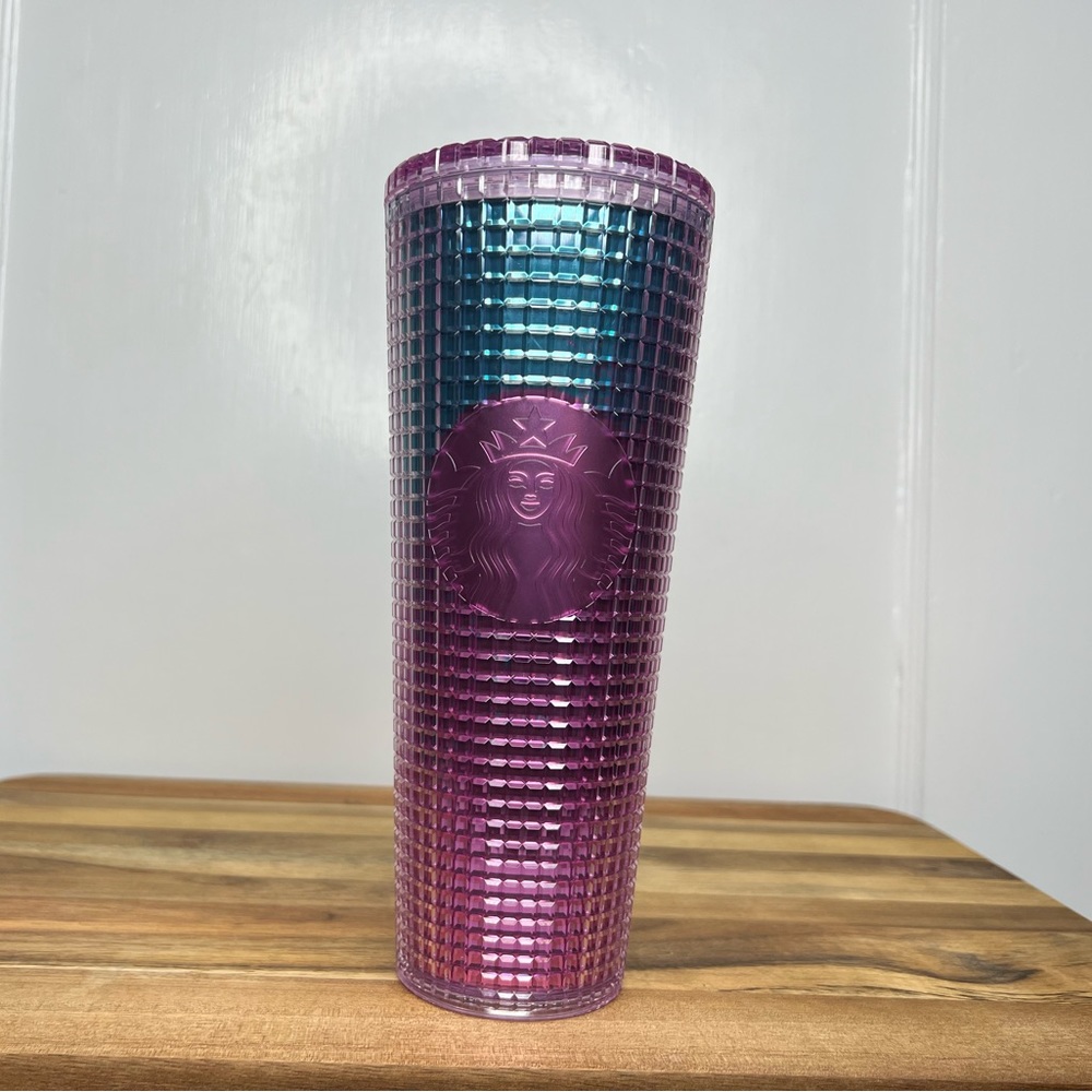 Starbucks 2021 Summer Pink and Blue Grid Kaleidoscope 24 oz Venti Tumbler